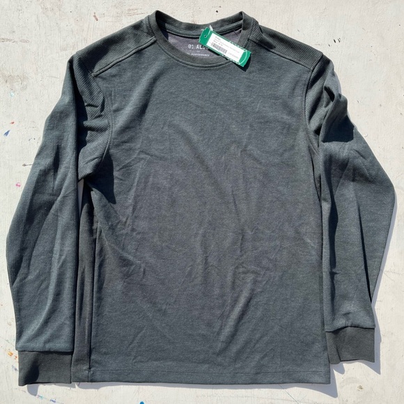 Men's NWT 01.Algo T-Shirt Gray Waffle-Knit Performance M QuickDry Stretch Active - Picture 4 of 11